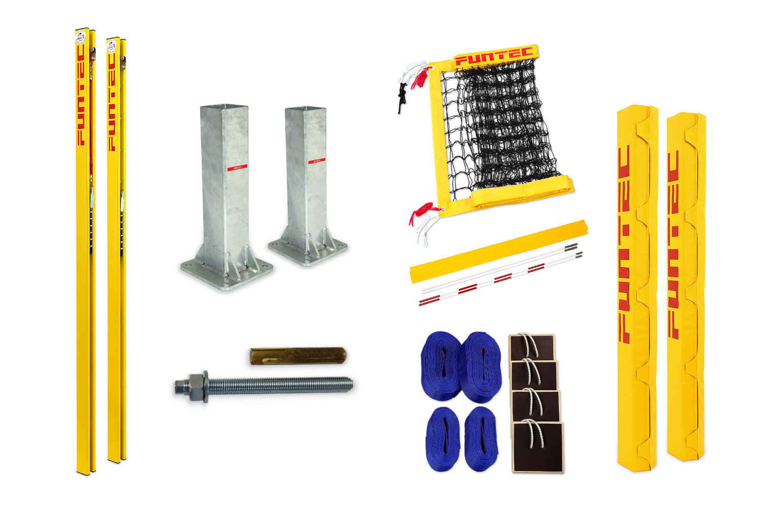 Funtec Beachvolleyball Netzanlage Beach Champ 8,5 m (BD) auf Fundamenten